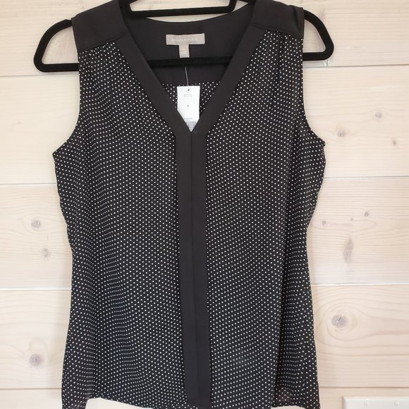 Banana Republic Black Blouse with White Polka Dots - Picture 1 of 4